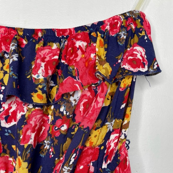 Trixxi Floral Strapless Ruffle Maxi Dress Women’s Small Bandeau - Picture 7 of 12